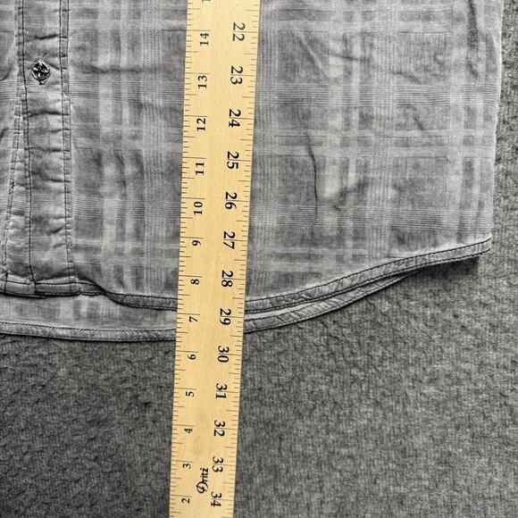 Affliction X Buckle Short Sleeve Button Down Shirt Men's XL Gray Skull Pockets - Picture 7 of 7